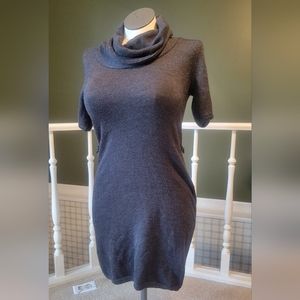 Calvin Klein Sweater Dress Loose Turtleneck Short Sleeve Gray S (belt loops)
